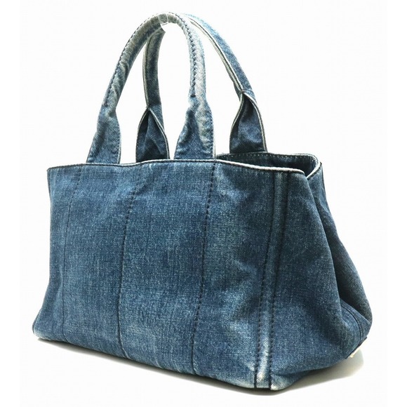 Prada Blue Bag Denim Tote Canvas Canapa - Picture 1 of 8